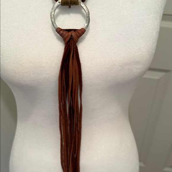 Braided Leather Necklace with Ring Accent - Picture 5 of 5